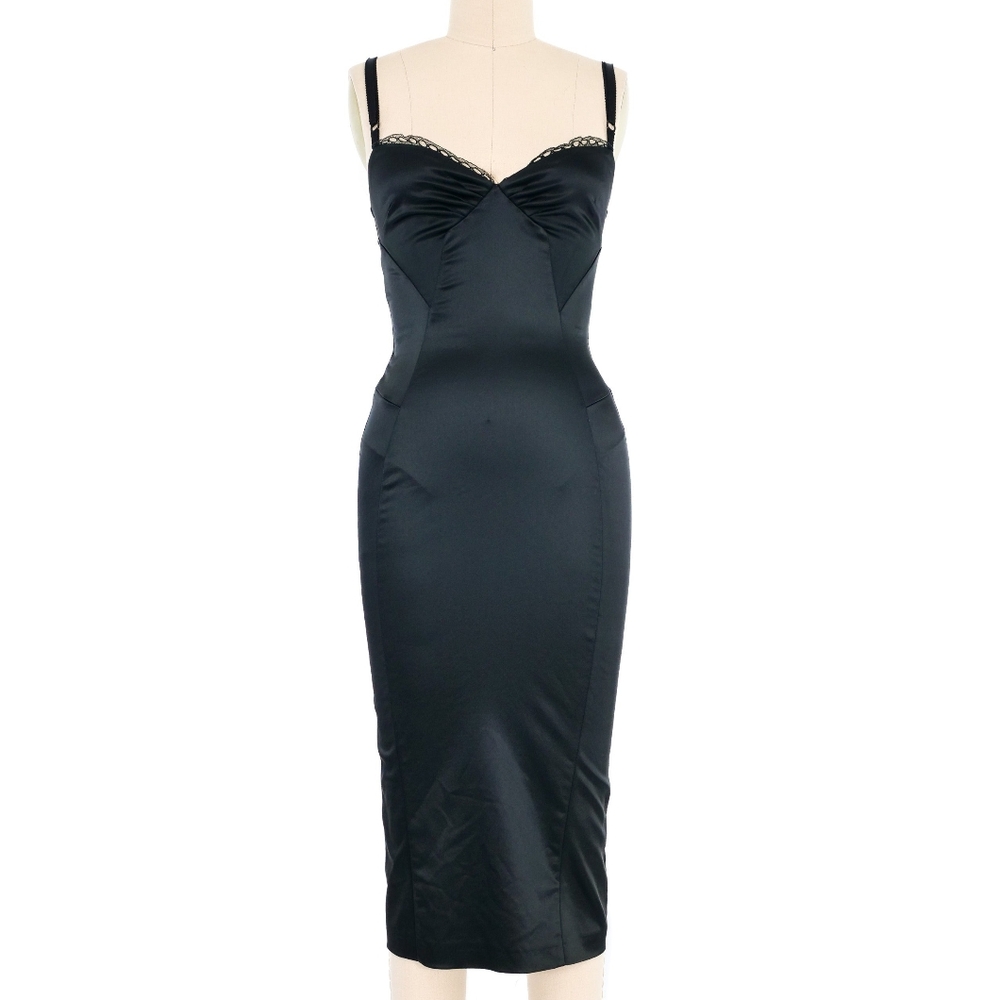Dolce & Gabanna D&G black bustier satin dress,sz Eur. 38 Gorgeous! Made In ITALY